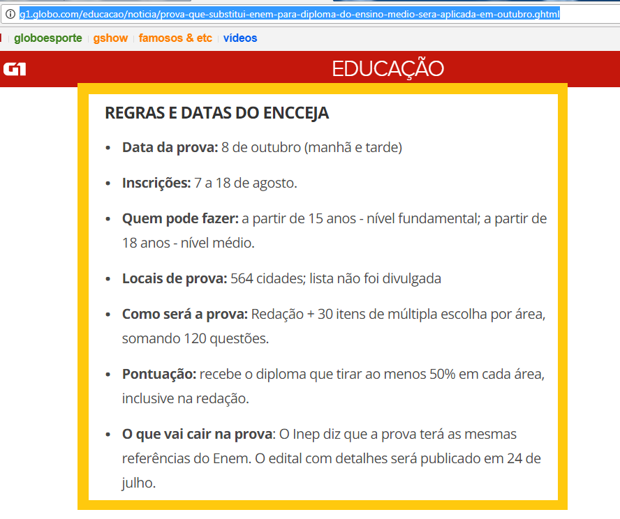 Como faço para saber onde vou fazer a prova do Encceja 2024?